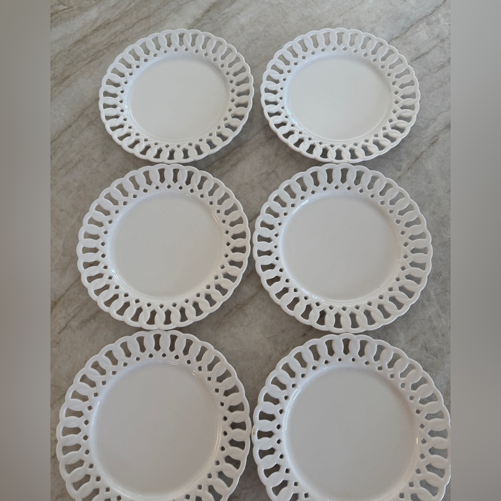Grace Teaware 8" White Heirloom Fine Porcelain Dessert Plate, Lot Of 6. Perfect